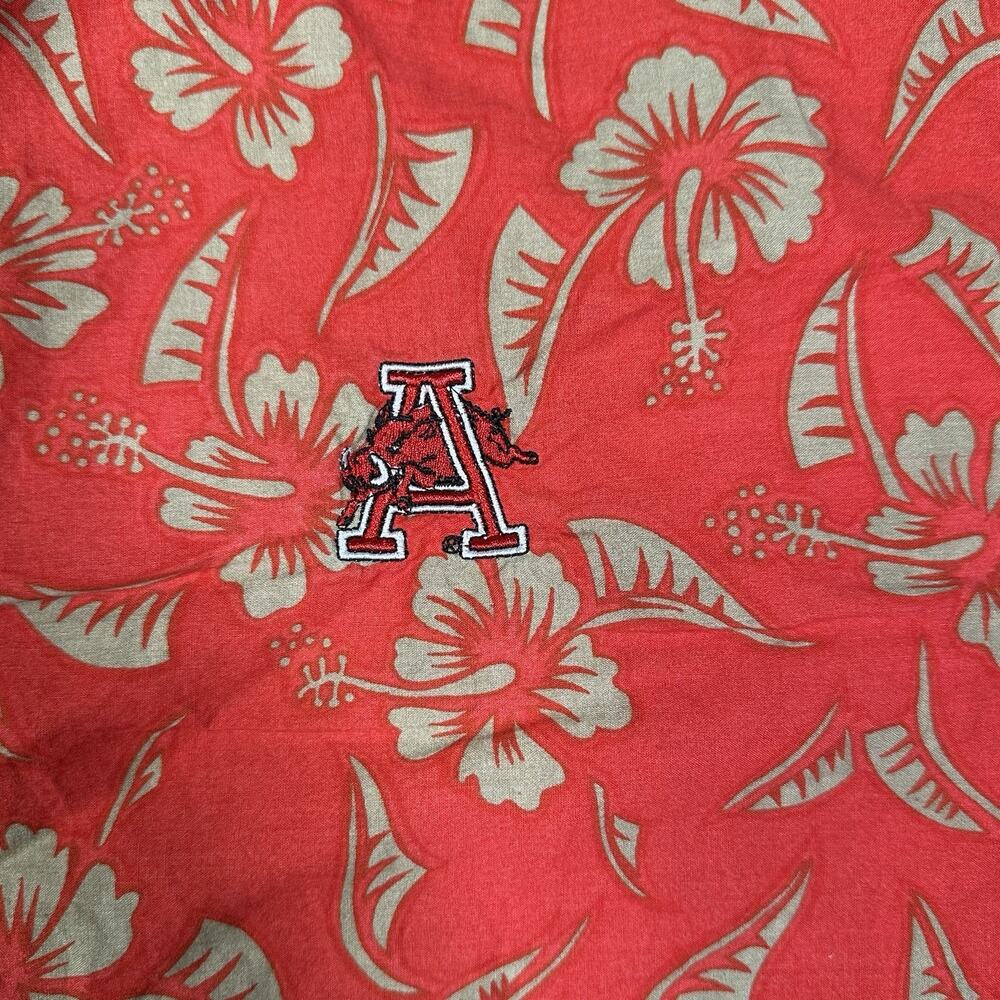 Y2K Arkansas Razorbacks Hawaiian Shirt Red Floral Aloha Men’s XL Spike Sports - Picture 4 of 8